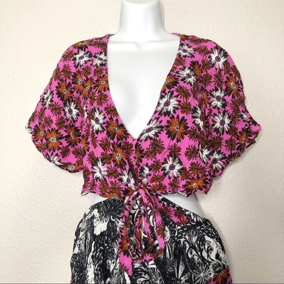 Free People Dark Star Mini Floral Open Back Boho  Dress Size XS - Picture 8 of 13